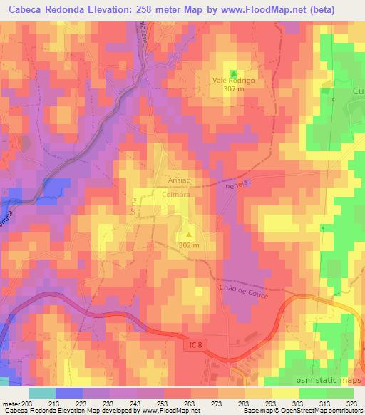 Cabeca Redonda,Portugal Elevation Map