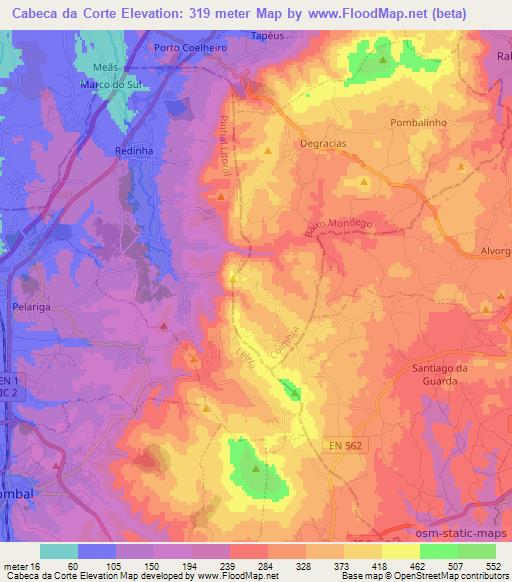 Cabeca da Corte,Portugal Elevation Map