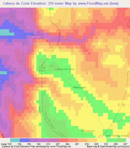 Cabeca da Corte,Portugal Elevation Map