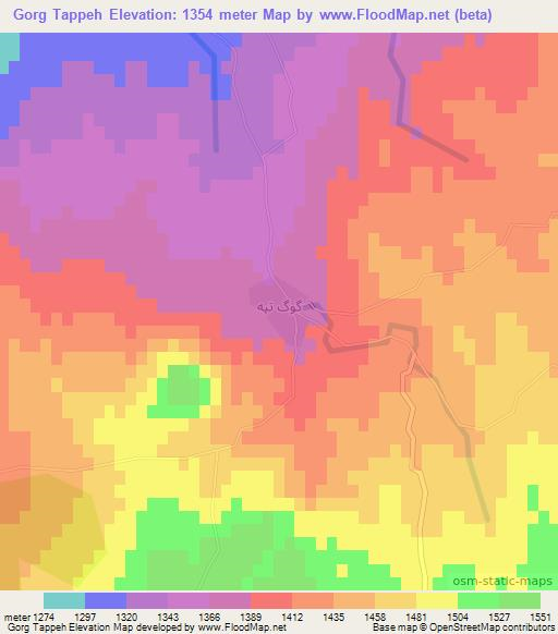 Gorg Tappeh,Iran Elevation Map