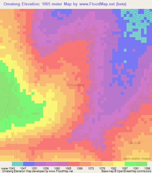 Omateng,Uganda Elevation Map