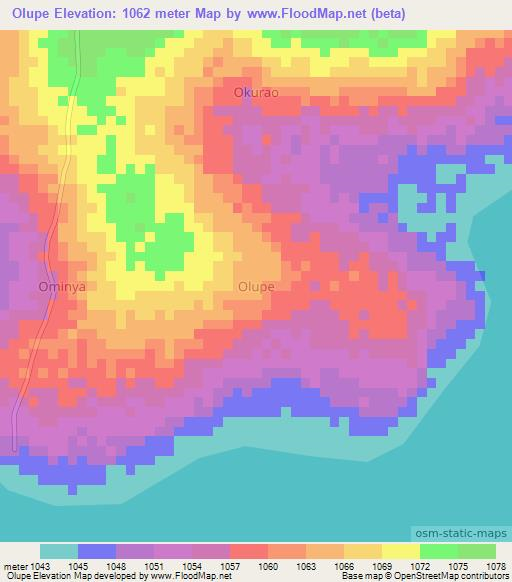 Olupe,Uganda Elevation Map