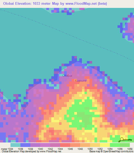 Olobai,Uganda Elevation Map