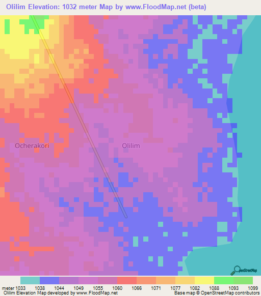 Olilim,Uganda Elevation Map