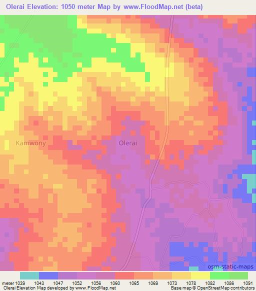 Olerai,Uganda Elevation Map