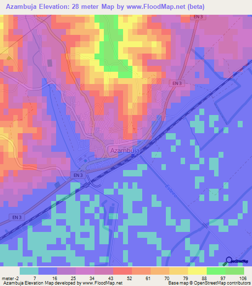 Azambuja,Portugal Elevation Map
