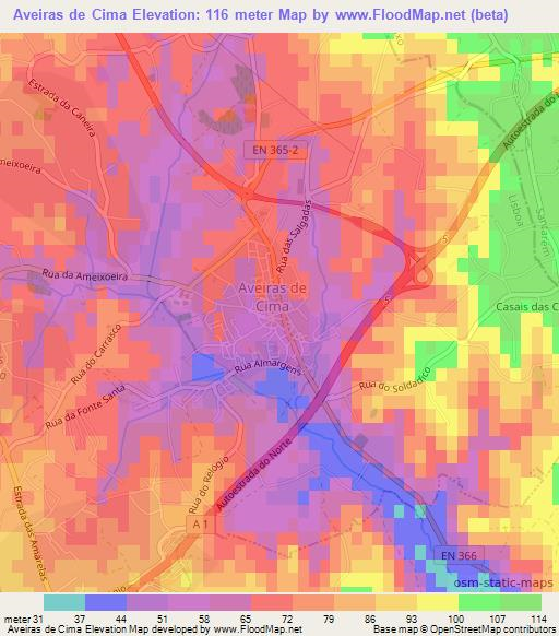 Aveiras de Cima,Portugal Elevation Map