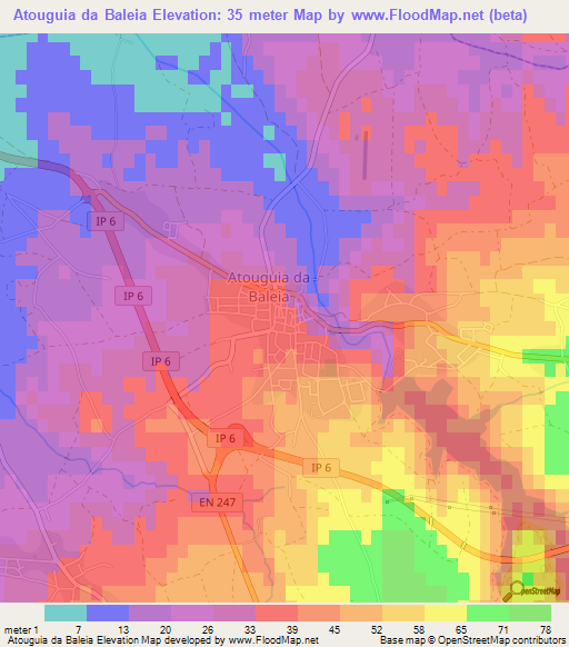 Atouguia da Baleia,Portugal Elevation Map