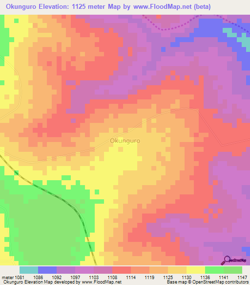 Okunguro,Uganda Elevation Map