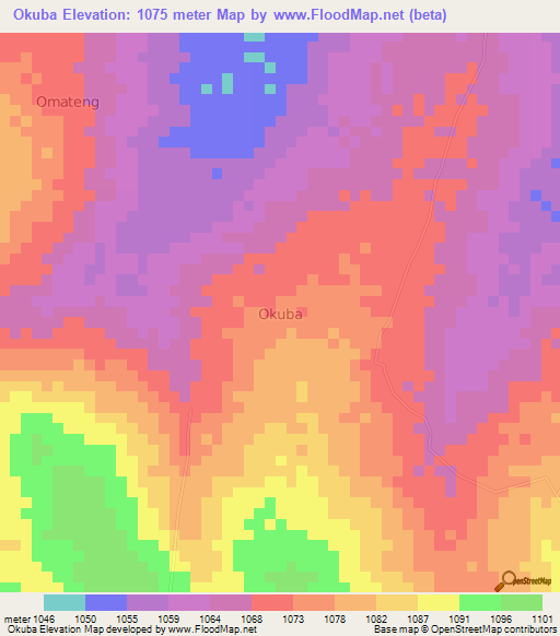 Okuba,Uganda Elevation Map