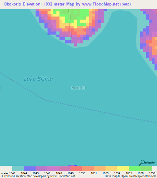 Okokorio,Uganda Elevation Map