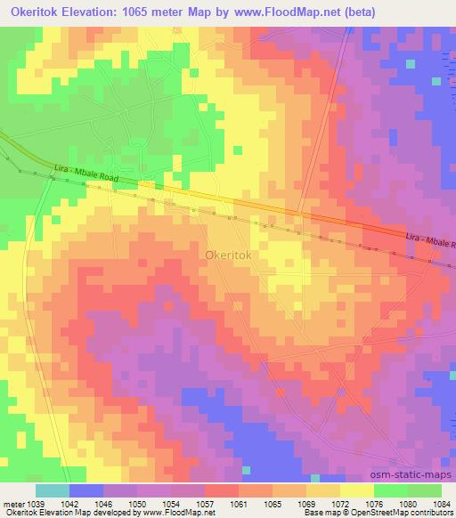 Okeritok,Uganda Elevation Map