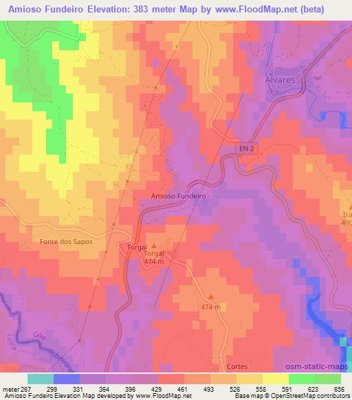 Amioso Fundeiro,Portugal Elevation Map