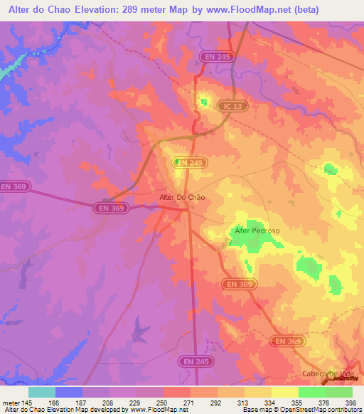Alter do Chao,Portugal Elevation Map