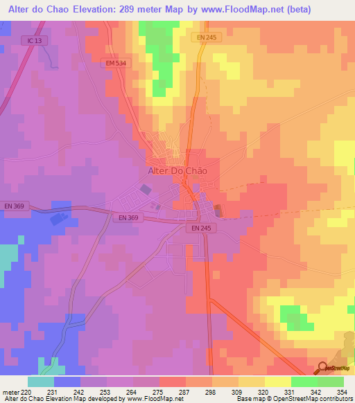 Alter do Chao,Portugal Elevation Map