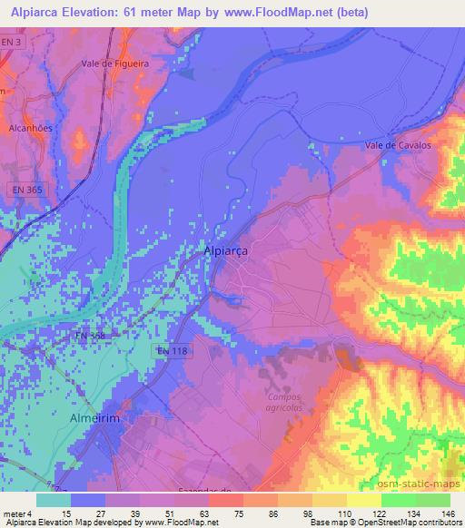 Alpiarca,Portugal Elevation Map