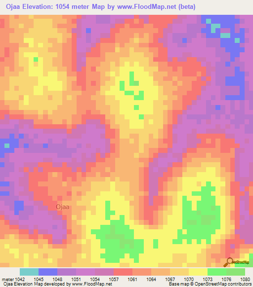Ojaa,Uganda Elevation Map