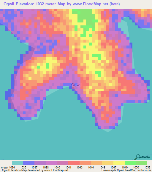 Ogwil,Uganda Elevation Map