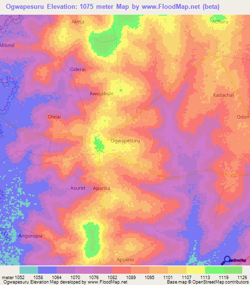 Ogwapesuru,Uganda Elevation Map