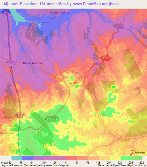 Aljustrel,Portugal Elevation Map