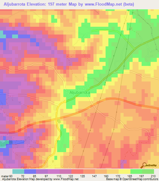 Aljubarrota,Portugal Elevation Map