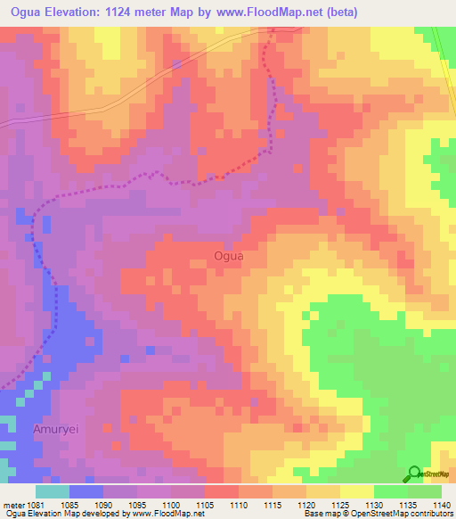 Ogua,Uganda Elevation Map