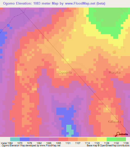 Ogomo,Uganda Elevation Map