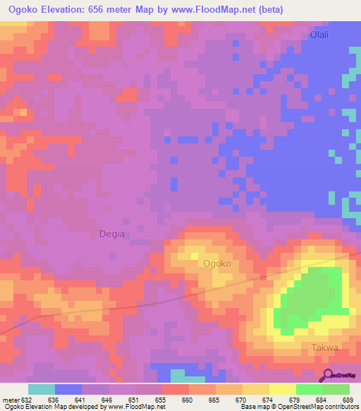 Ogoko,Uganda Elevation Map