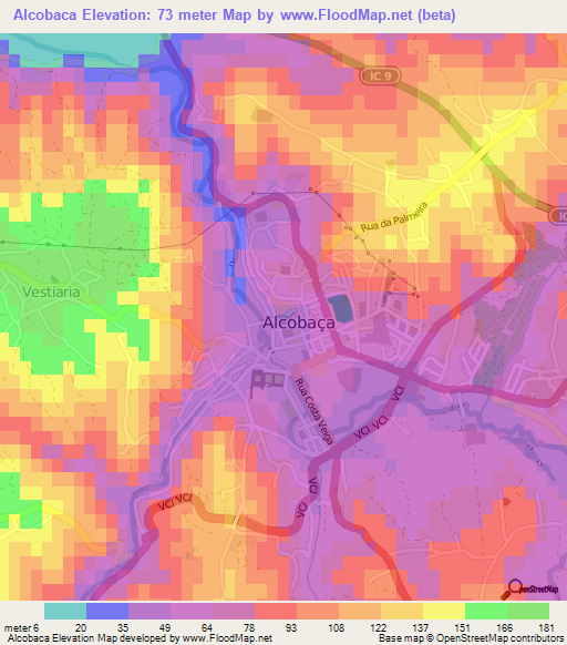 Alcobaca,Portugal Elevation Map