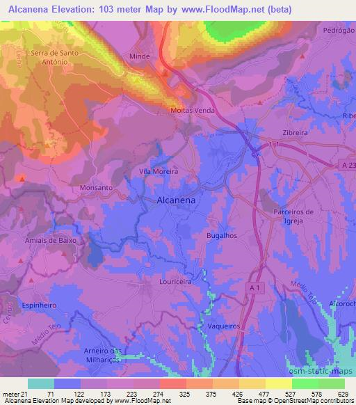 Alcanena,Portugal Elevation Map