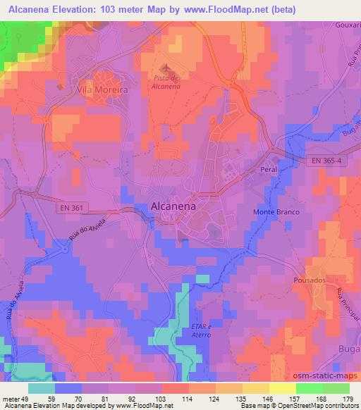 Alcanena,Portugal Elevation Map