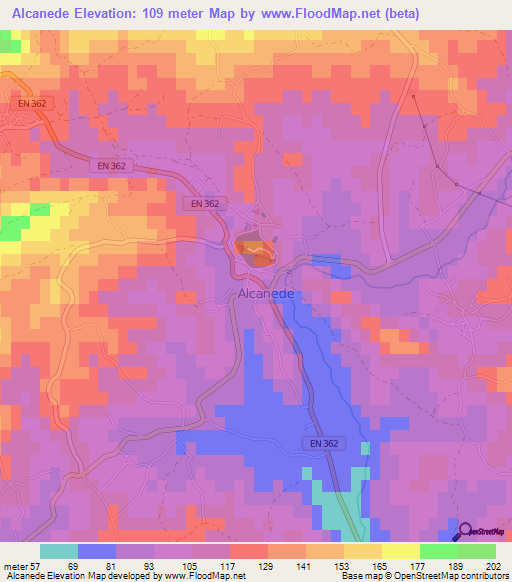 Alcanede,Portugal Elevation Map