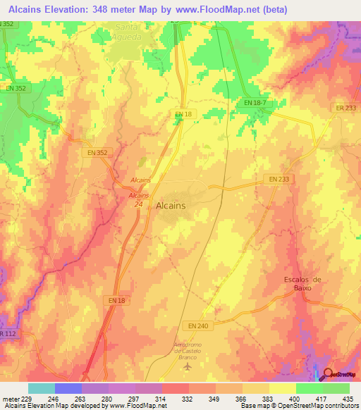 Alcains,Portugal Elevation Map