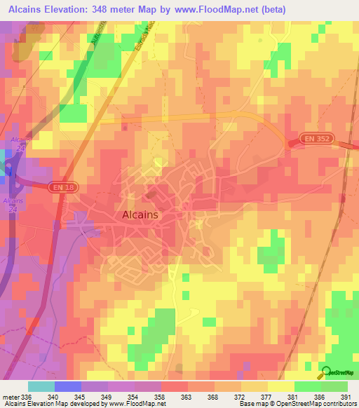 Alcains,Portugal Elevation Map