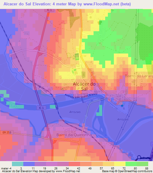 Alcacer do Sal,Portugal Elevation Map
