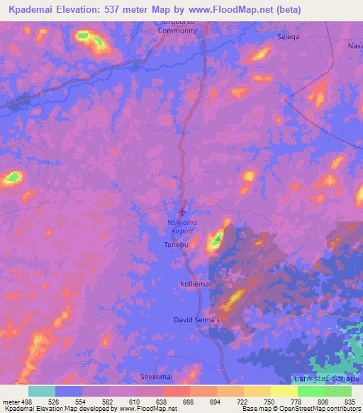 Kpademai,Liberia Elevation Map