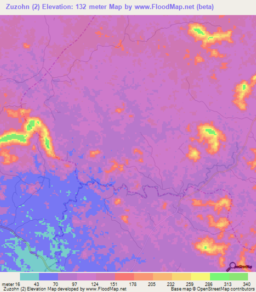 Zuzohn (2),Liberia Elevation Map