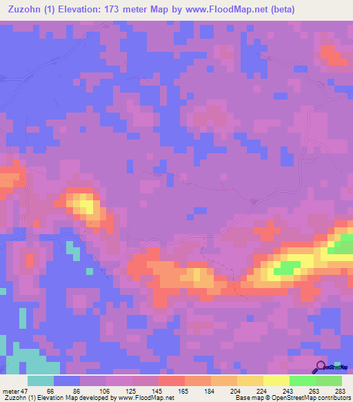 Zuzohn (1),Liberia Elevation Map