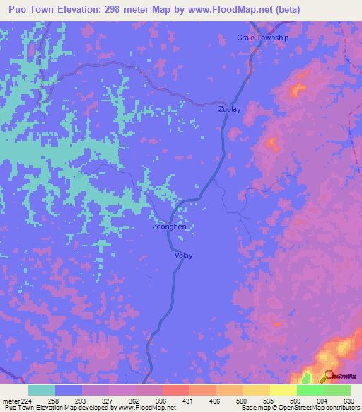 Puo Town,Liberia Elevation Map