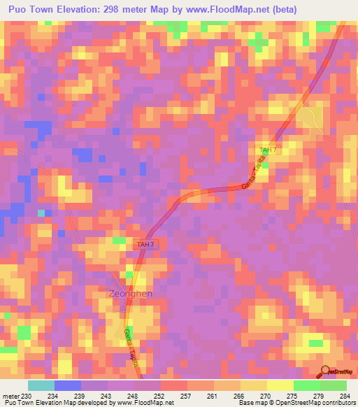 Puo Town,Liberia Elevation Map