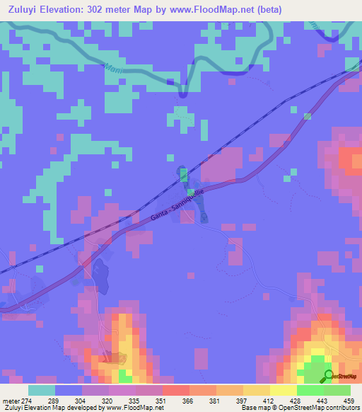 Zuluyi,Liberia Elevation Map
