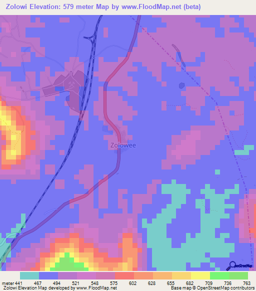 Zolowi,Liberia Elevation Map