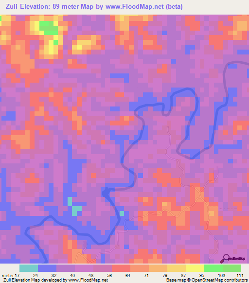 Zuli,Liberia Elevation Map