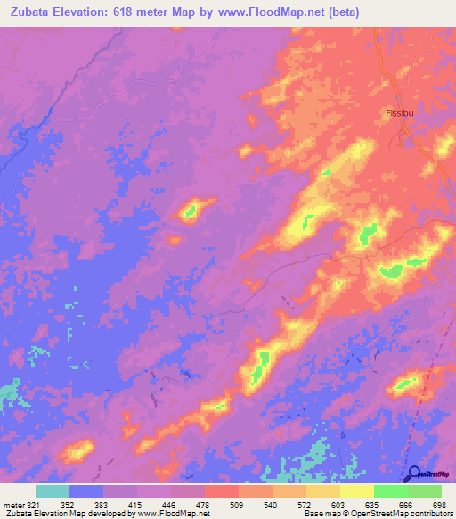 Zubata,Liberia Elevation Map