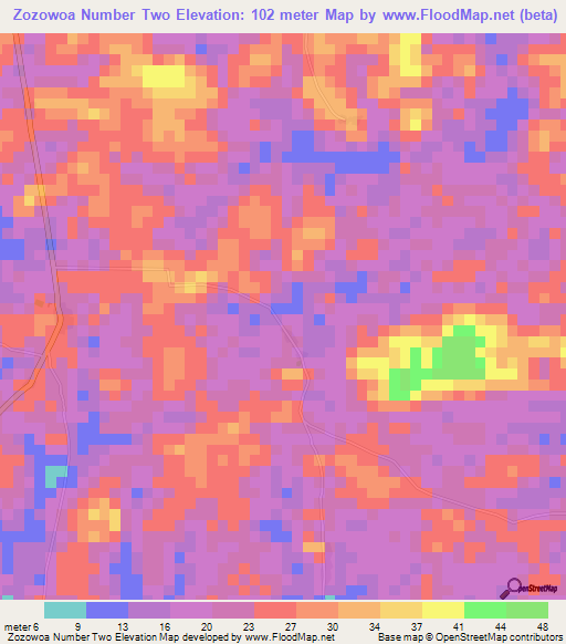 Zozowoa Number Two,Liberia Elevation Map