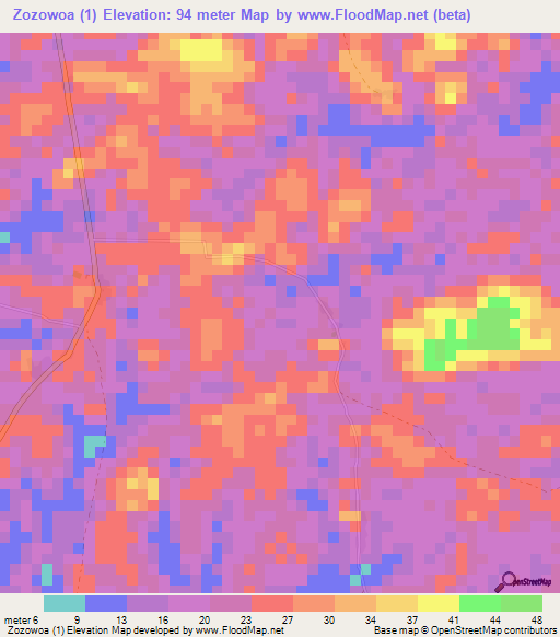 Zozowoa (1),Liberia Elevation Map