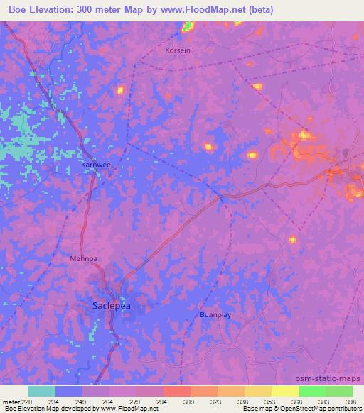 Boe,Liberia Elevation Map