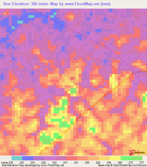 Boe,Liberia Elevation Map