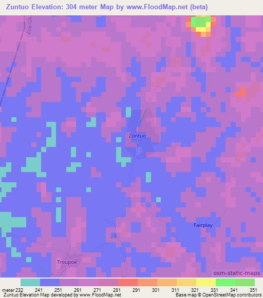 Zuntuo,Liberia Elevation Map
