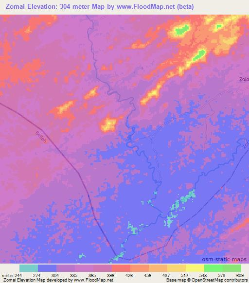 Zomai,Liberia Elevation Map